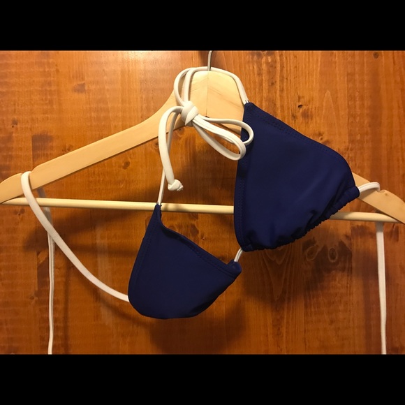 🌺Old Navy XS navy bikini top and H&M white bottom - Picture 2 of 4